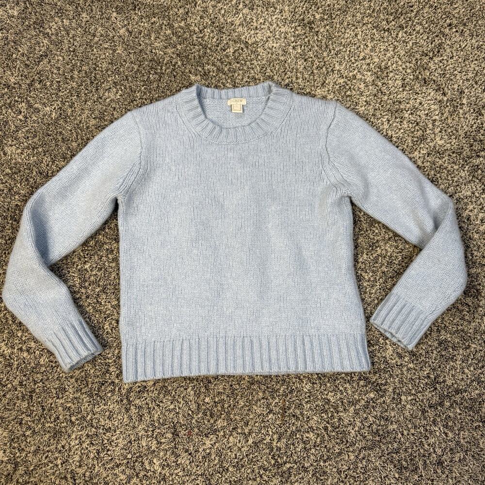 Vintage J Crew Girls Large Light Blue Wool Y2K Knit Sweater‎ Long Sleeve